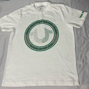 True Religion White Tee with Green Accents